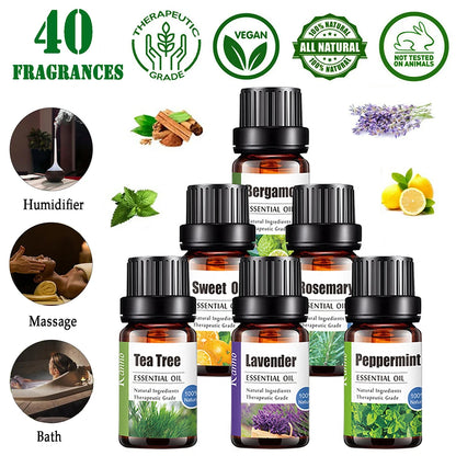 Mineral 10ml Pure Essential Oil Set - Aromatherapy Diffusers for Stress Relief